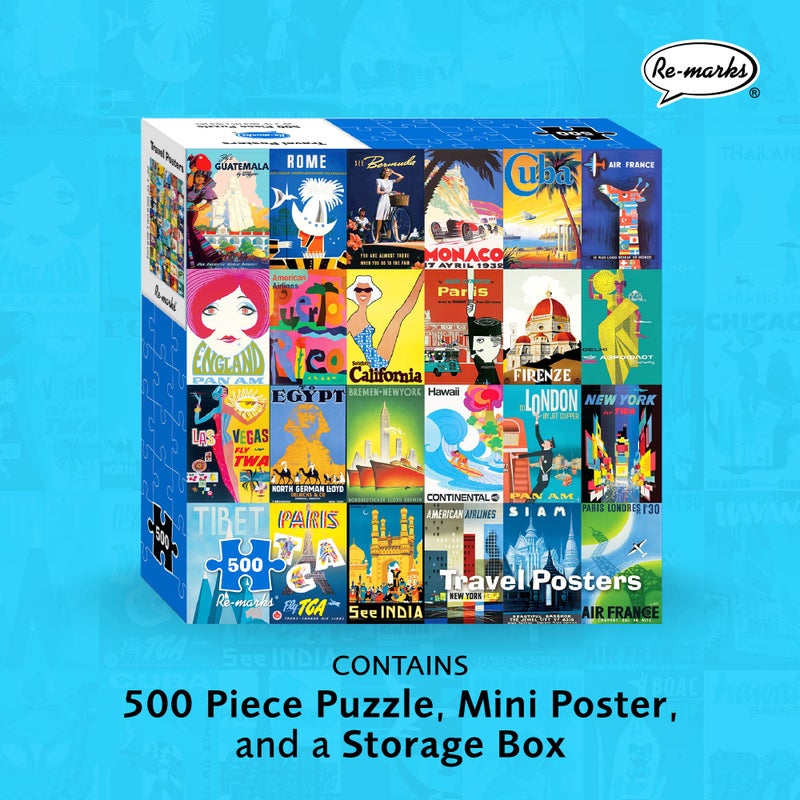 Re-marks Travel Posters, Poster Puzzle, 500-Piece Jigsaw Puzzle for All Ages - Image 2